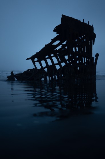 image of spooky and coast and beach and shipwreck. The Peter Iredale